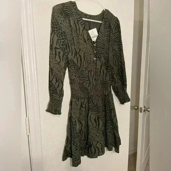 Rails Zana Mini Dress Olive Green Mixed Animal Print Womens Size Xsmall - Picture 6 of 7